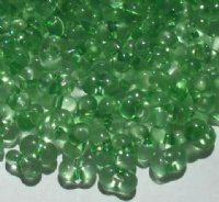25 grams of 3x7mm Transparent Green Farfalle Seed Beads